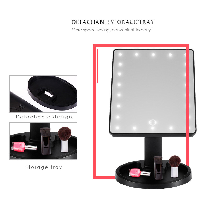 УЦЕНКА! Зеркало с лед подсветкой Magic Makeup Mirror Черное (22 LED), настольное зеркало для макияжа (TO) - фото 7 - id-p1629765110