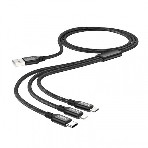Кабель Hoco X14 Times Speed 3in1 USB - (Lightning+MicroUSB+Type-C) 2A/1m (Чорний)