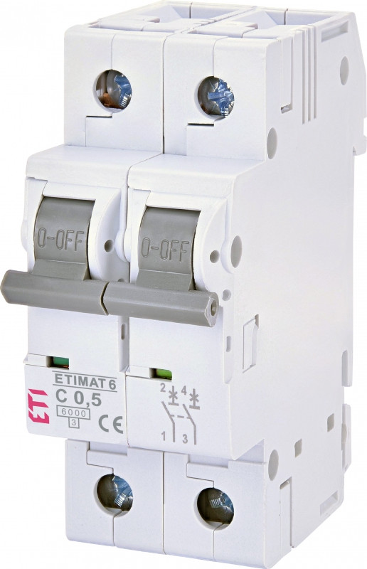 Автоматичний вимикач ETIMAT 6AC х-ка С 0.5 А 2P 2143501