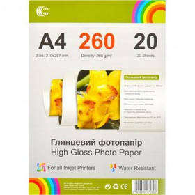 Фотопапір глянцевий А4 260г 20 аркушів Color-It 10424