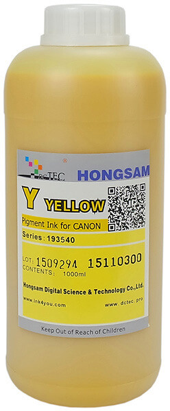 Пігментне чорнило HONGSAM для плоттерів Canon imagePROGRAF TM-200/300, Yellow, 1000 мл