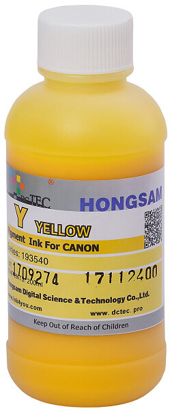 Пігментне чорнило HONGSAM для плоттерів Canon imagePROGRAF TM-200/300, Yellow, 200 мл