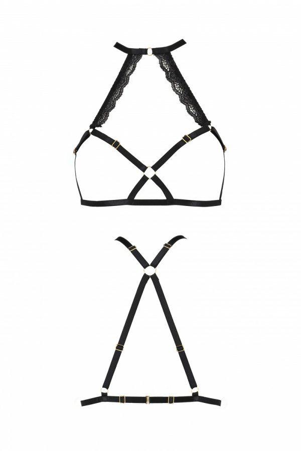 Портупія зі стрепом з мереживом LORRY BRA black S/M - Passion Exclusive Київ