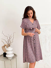 Жіноче плаття для вагітних та годуючих мам WOW MOM Дрібний квітковий принт Фіолетове M (1_1032)