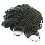 Гамак сітчастий мотузковий похідний Темно-зелений (хакі), фото 3