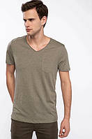 Мужская футболка цвета хаки Defacto/Дефакто с карманом на груди