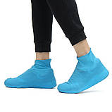 Гумові бахіли на взуття від дощу, блакитні (розмір М, L), фото 5
