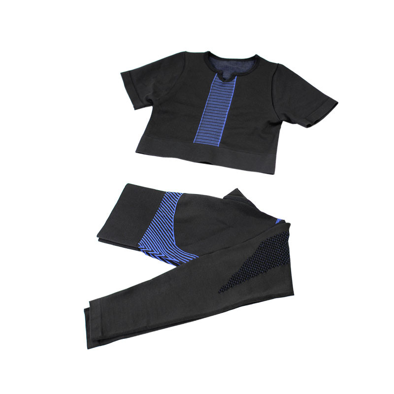 Комплект жіночий лосини та топ Lesko The Queen Jane 101 Black-Blue L для фітнесу занять спортом