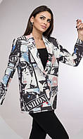 Стильный женский пиджак с цветным принтом Etol 1611B 46, Принт "Аниме"
