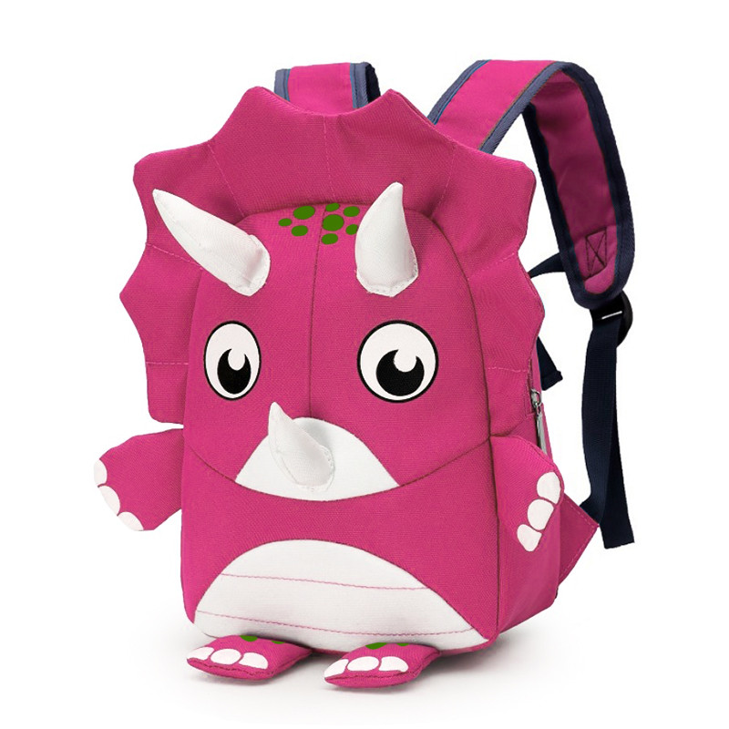 Дошкільний рюкзак Cute Triceratops Lesko 293 Pink з ремінцем антипотужкою дитячий для прогулянок