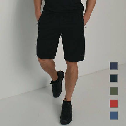 Розміри: M-2ХL. Чорні чоловічі шорти із трикотажу лакости, стильний класичний дизайн, фото 2