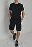 Розміри: M-2ХL. Чорні чоловічі шорти із трикотажу лакости, стильний класичний дизайн, фото 3