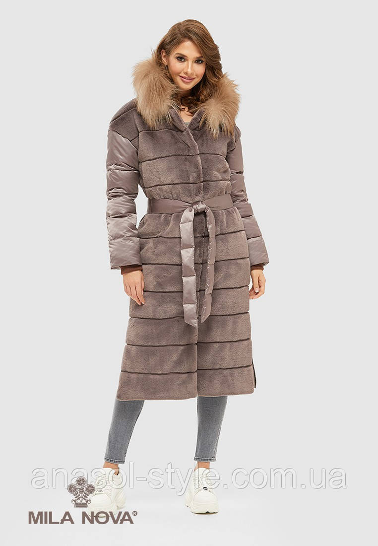 Зимове пальто-пуховик колір фреза