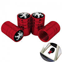 Ковпачки на ніпель для Peugeot Alitek Long Red Пежо (4 шт.)