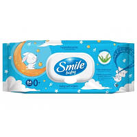 Новинка Детские влажные салфетки Smile baby Экстракт алоэ с клапаном 84 шт. (42107450) !