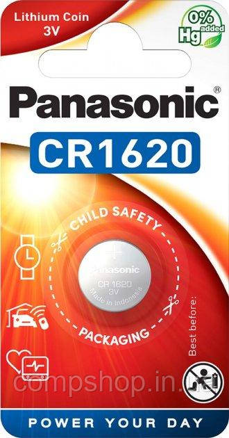 Батарейки CR1620 Panasonic Lithium (1шт) (CR-1620EL/1B) (код 75124)