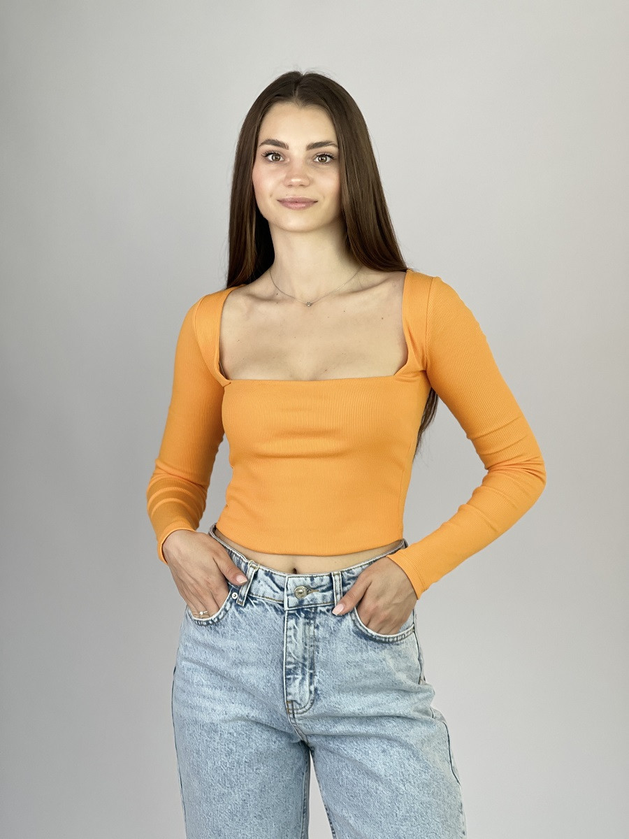 Жіночий топ з довгим рукавом оранжевий 3700 (2000000073750), фото 1