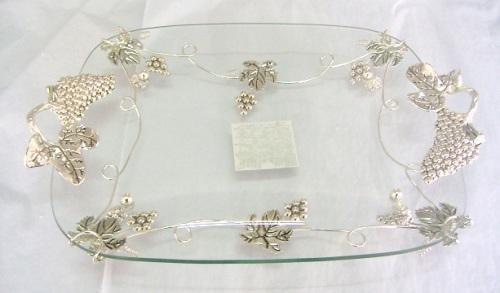 Блюдо прямокутне з ручками декоративне Grapes 44х29х8 см, фото 1