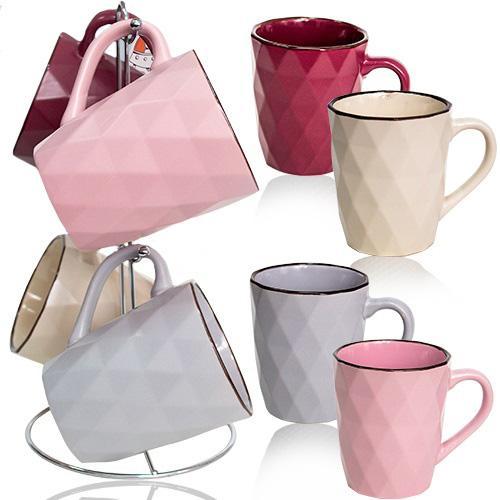 Набір 4 кухлі "Грані" 350 мл на металевій стійці, фото 1