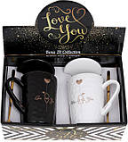 Набір 2 порцелянових кухлі "Love You" 380 мл із кришкою та ложкою, фото 4