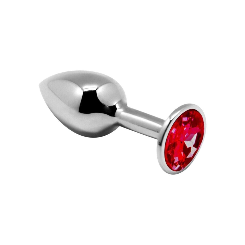 Металева Анальна пробка із кристалом Alive Mini Metal Butt Plug Red M 8см на 3,8см