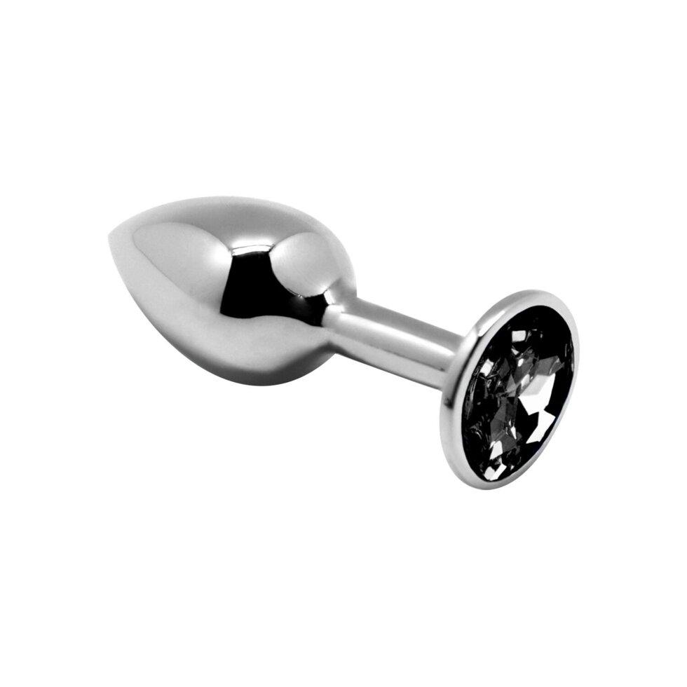 Анальна пробка із кристалом металева Alive Mini Metal Butt Plug Black M см 8см на 3,4см