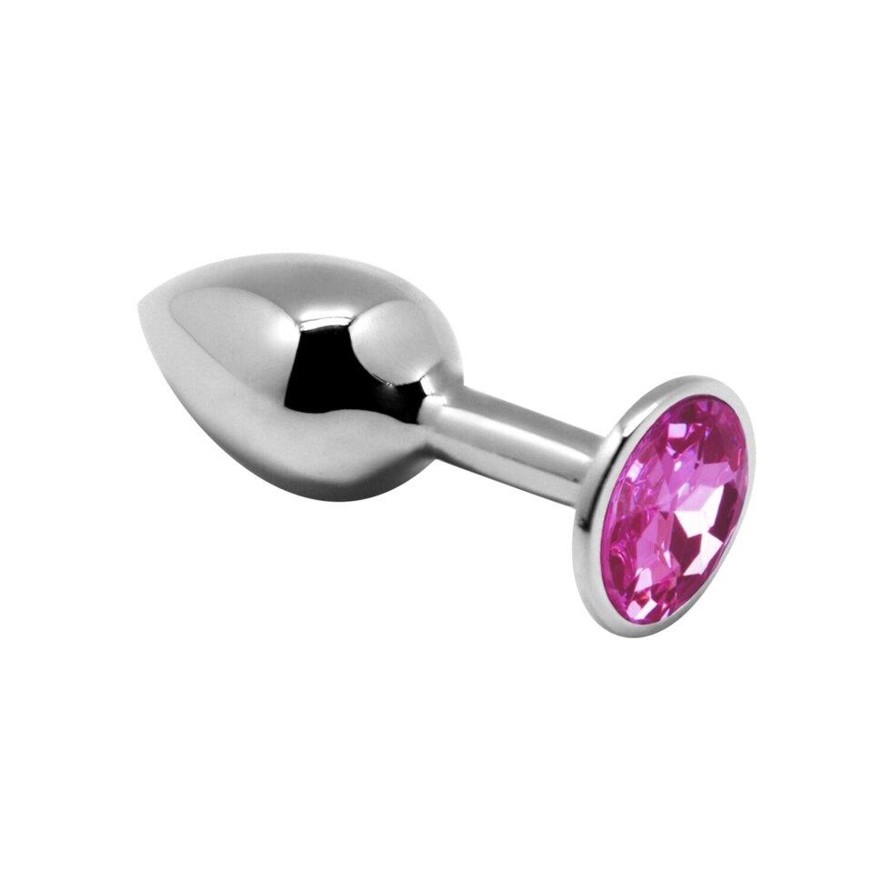 Анальна пробка із кристалом металева Alive Mini Metal Butt Plug Pink M