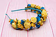 Обруч на голову / ободок для волосся з квітами жовто-бірюзовий 575, фото 3