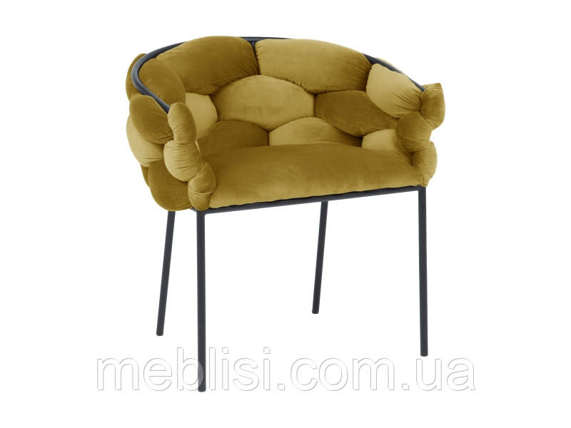 Жовте крісло NORTE VELVET бл 68 (curry) чорні ніжки (Signal)