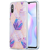 Защитный чехол Deexe Marble Pattern для Xiaomi Redmi 9A - Light Purple