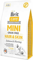 Brit Care Mini Grain Free Hair & Skin 2 кг. Сухой корм для взрослых собак мелких пород с лососем.