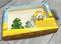 Коробка для печива, пряників з вікном 15 см х 20 см х 3 см, мілований картон