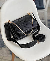 Модная женская черная сумка Louis Vuitton 3 в 1 Луи Витон
