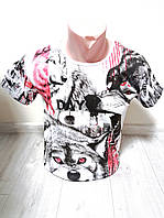 Підліткова футболка для хлопчика підлітка Туреччина Paradise Вовк на 16-18 років біла