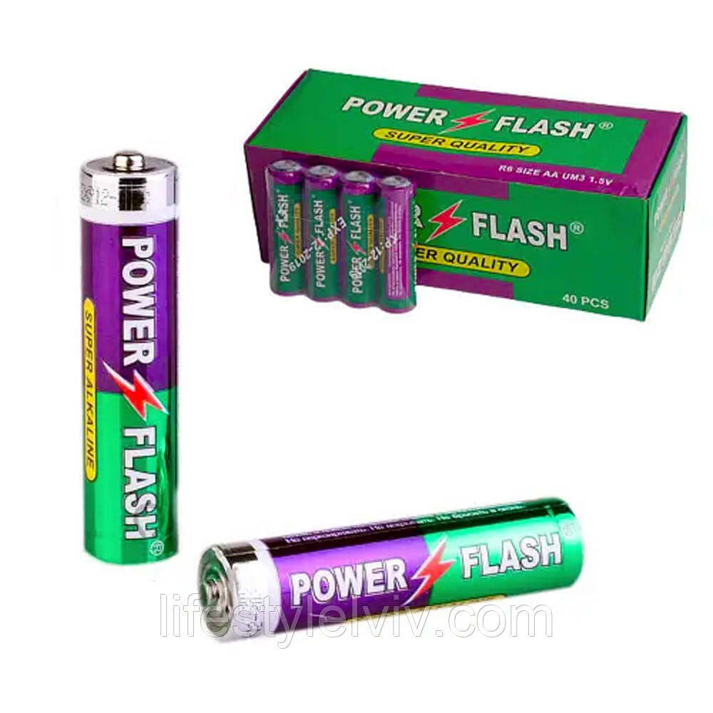 Батарейка пальчиковая АА Power Flash Super Alkaline LR6 1,5 В / Универсальная батарейка, фото 1