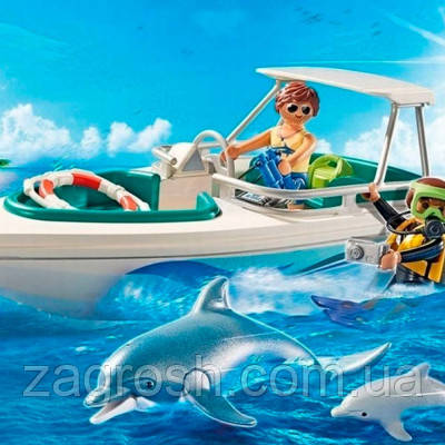 Конструктор Playmobil Моторная лодка с дайвером (6081007), цена 1247 ...