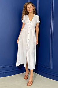 Літня жіноча бавовняна біла сукня міді Ята 42 44 46 48 розміри