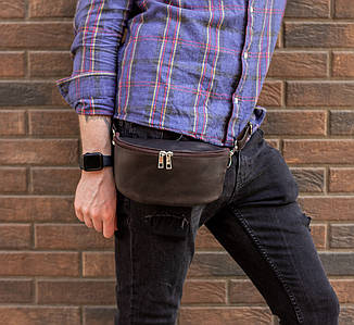 Чоловіча сумка Джон з натуральної шкіри колір Шоколад