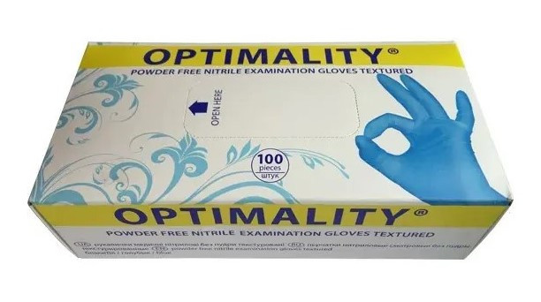 Нітрілові рукавички S OPIMALITY, 100шт (Синій)