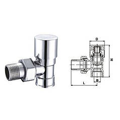 Кран вентильний кутовий з американкою SOLOMON 3/4" CHROM 1844 п/ключ