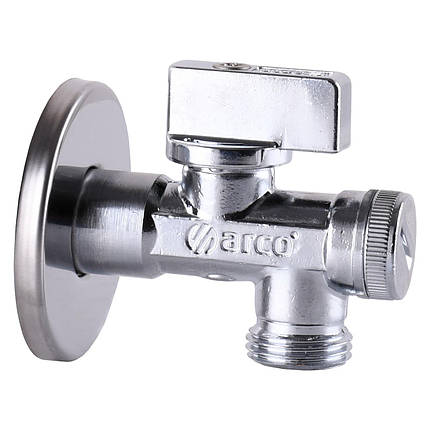 Кран кульовий кутовий з фільтром ARCO 1/2"x1/2" 02400MAC, фото 1
