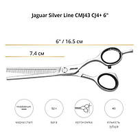 Ножиці для стрижки Jaguar Silver Line CMJ43 CJ4+ філірувальні 6" (92600 6.0"), фото 2