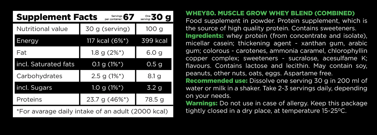 Сывороточный протеин для роста мышц и массы 80% белка ( шоколад) 2кг - фото 2 - id-p1543378754