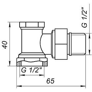 Кран радіаторний кутовий ECO Technology ECO5007 (ECO5107) 1/2" під ключ з ущільнювачем, фото 3