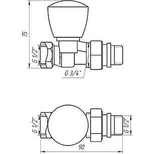 Кран радіаторний прямий SOLOMON 1/2" з ущільнювачем 161404 верх, фото 2