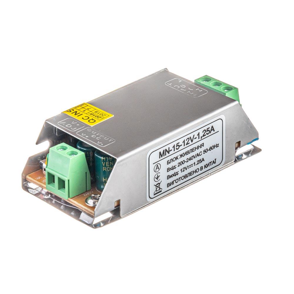 Блок живлення 12V, 15W, 1.25А, металевий корпус, IP20, MN