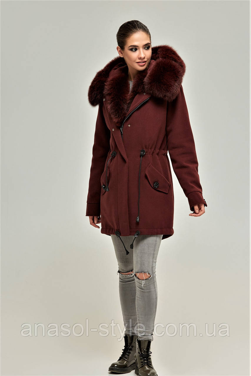 Зимова жіноча парка-пальто ML бордо