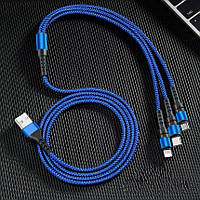 Плетений зарядний кабель 3в1, Type-c, Micro USB, Lightning cable for iPhone, довжина 1,2м Потужність 5 V/2.4 A