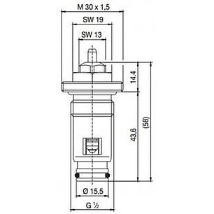Клапан INNER під термоголовку М30x1,5 панельного радіатора OPTIMUM 1/2"х44мм, фото 2