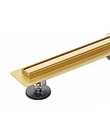 Щелевой золотой трап для душа Epelli Slim D'oro 80 см из нержавеющей стали с поворотным сифоном